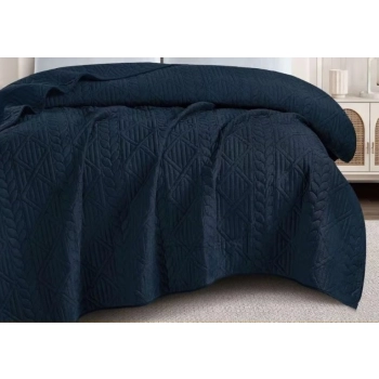 Narzuta 200x220 welurowa granatowa tłoczona gruba NP04